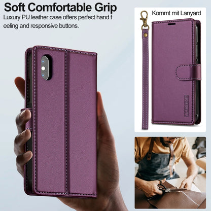 For iPhone X / XS LC.IMEEKE L2 Series Detachable Magsafe PU Phone Case with Lanyard(Purple) - More iPhone Cases by LC.IMEEKE | Online Shopping South Africa | PMC Jewellery | Buy Now Pay Later Mobicred