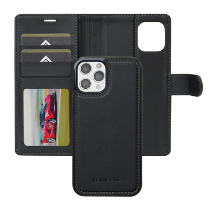 For iPhone 12 Pro Max LC.IMEEKE L2 Series Detachable Magsafe PU Phone Case with Lanyard(Black) - iPhone 12 Pro Max Cases by LC.IMEEKE | Online Shopping South Africa | PMC Jewellery | Buy Now Pay Later Mobicred