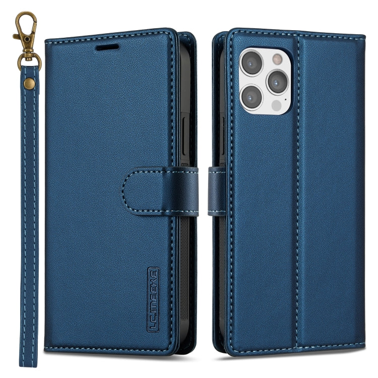 For iPhone 12 Pro Max LC.IMEEKE L2 Series Detachable Magsafe PU Phone Case with Lanyard(Blue) - iPhone 12 Pro Max Cases by LC.IMEEKE | Online Shopping South Africa | PMC Jewellery | Buy Now Pay Later Mobicred