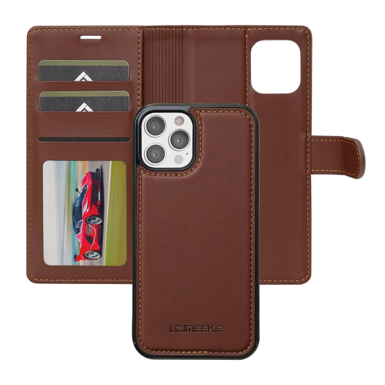 For iPhone 14 Pro Max LC.IMEEKE L2 Series Detachable Magsafe PU Phone Case with Lanyard(Brown) - iPhone 14 Pro Max Cases by LC.IMEEKE | Online Shopping South Africa | PMC Jewellery | Buy Now Pay Later Mobicred