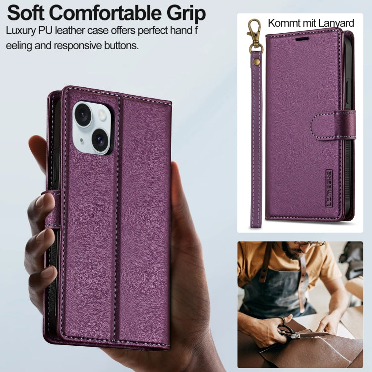 For iPhone 13 LC.IMEEKE L2 Series Detachable Magsafe PU Phone Case with Lanyard(Purple) - iPhone 13 Cases by LC.IMEEKE | Online Shopping South Africa | PMC Jewellery | Buy Now Pay Later Mobicred