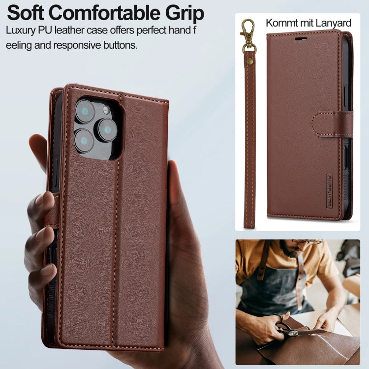 For iPhone 16 Pro LC.IMEEKE L2 Series Detachable Magsafe PU Phone Case with Lanyard(Brown) - iPhone 16 Pro Cases by LC.IMEEKE | Online Shopping South Africa | PMC Jewellery | Buy Now Pay Later Mobicred