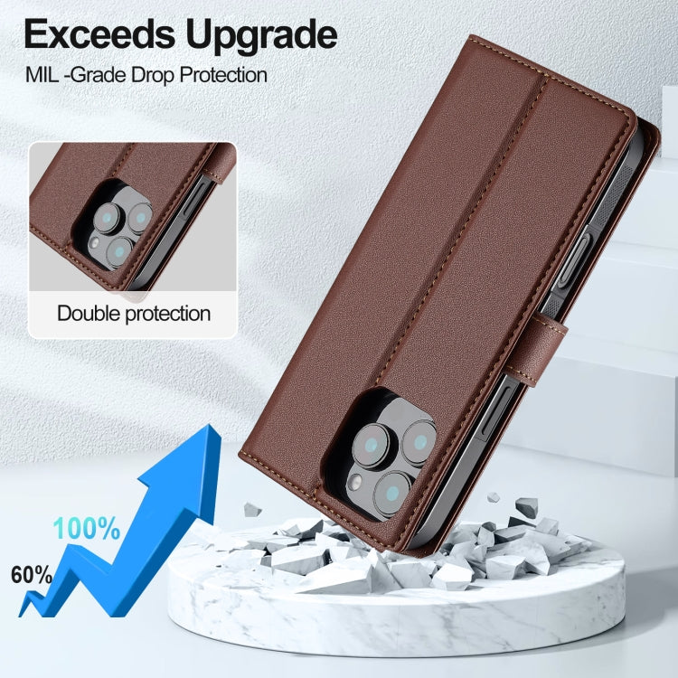 For iPhone 16 Pro LC.IMEEKE L2 Series Detachable Magsafe PU Phone Case with Lanyard(Brown) - iPhone 16 Pro Cases by LC.IMEEKE | Online Shopping South Africa | PMC Jewellery | Buy Now Pay Later Mobicred