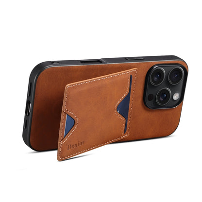 For iPhone 16 Pro Denior D06 PU Back Cover Card Slot Holder Phone Case(Brown) - iPhone 16 Pro Cases by Denior | Online Shopping South Africa | PMC Jewellery | Buy Now Pay Later Mobicred