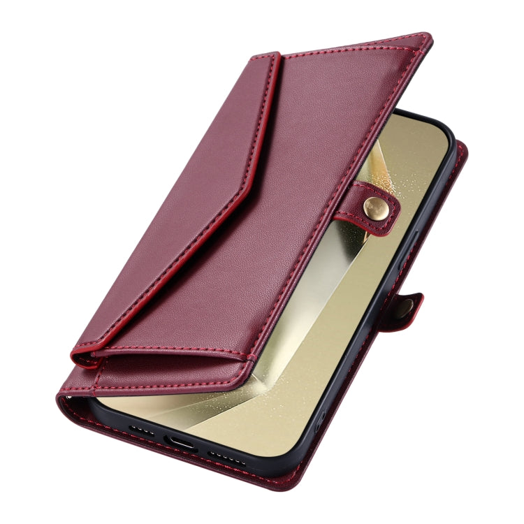 For Samsung Galaxy S25 Ultra 5G Wallet Multi-card Slot Leather Phone Case with Lanyard(Wine Red) - Galaxy S25 Ultra 5G Cases by PMC Jewellery | Online Shopping South Africa | PMC Jewellery | Buy Now Pay Later Mobicred