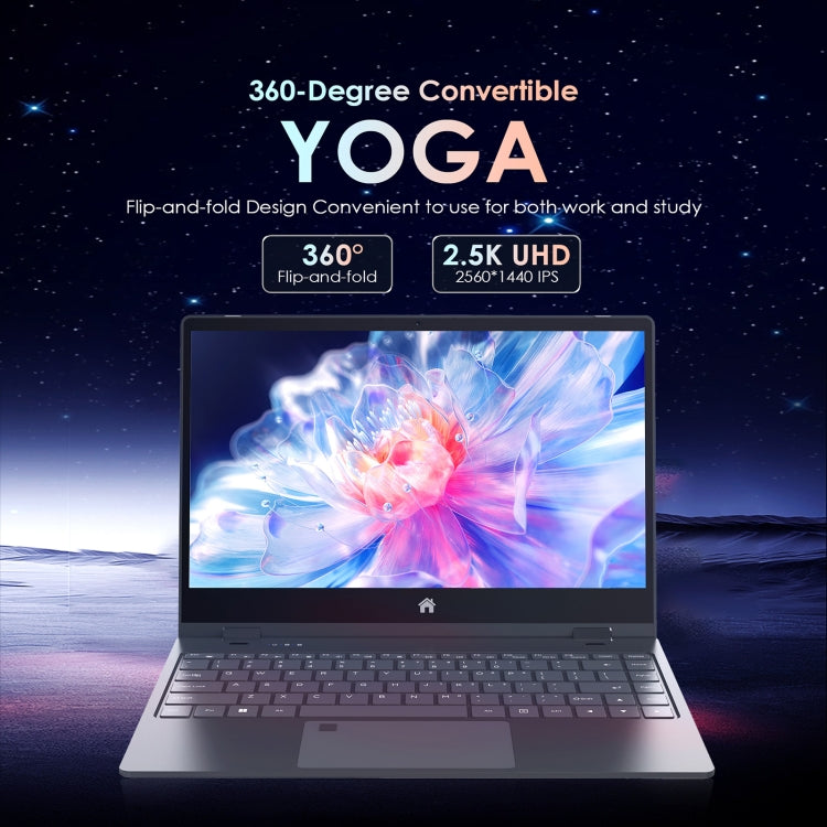 GXMO Y140N 14.1 inch Yoga Laptop, 16GB+1TB, Windows 11 Intel Alder Lake N95 Quad Core, Support Fingerprint Unlock(Metallic Gray) - Others by GXMO | Online Shopping South Africa | PMC Jewellery | Buy Now Pay Later Mobicred