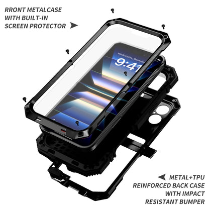 For iPhone 16 R-JUST Life Waterproof Dustproof Shockproof Phone Case(Black) - iPhone 16 Cases by R-JUST | Online Shopping South Africa | PMC Jewellery | Buy Now Pay Later Mobicred