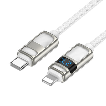 hoco U137 USB-C / Type-C to 8 Pin Line PD Charging Data Cable with Display, Length:1.2m(White) - 2 in 1 Cable by hoco | Online Shopping South Africa | PMC Jewellery | Buy Now Pay Later Mobicred