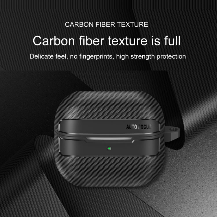 For Samsung Galaxy Buds3 / 3 Pro Carbon Fiber Texture Earphone Protective Case with Carabiner(Black) - Samsung Earphone Case by PMC Jewellery | Online Shopping South Africa | PMC Jewellery | Buy Now Pay Later Mobicred