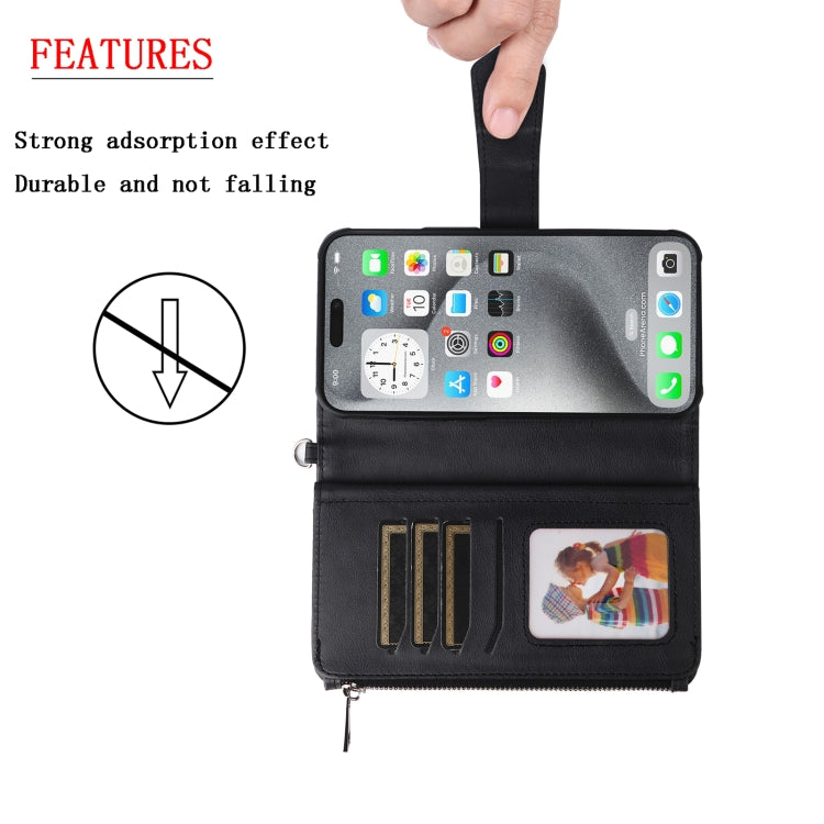 For iPhone 16 Pro Max Solid Color 2 in 1 Zipper Shockproof Phone Case(Black) - iPhone 16 Pro Max Cases by PMC Jewellery | Online Shopping South Africa | PMC Jewellery | Buy Now Pay Later Mobicred