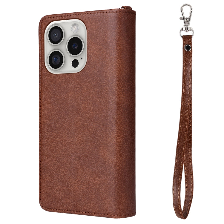 For iPhone 16 Pro Solid Color 2 in 1 Zipper Shockproof Phone Case(Brown) - iPhone 16 Pro Cases by PMC Jewellery | Online Shopping South Africa | PMC Jewellery | Buy Now Pay Later Mobicred