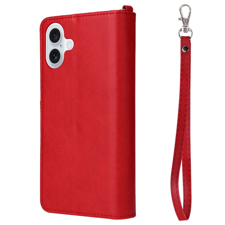 For iPhone 16 Plus Solid Color 2 in 1 Zipper Shockproof Phone Case(Red) - iPhone 16 Plus Cases by PMC Jewellery | Online Shopping South Africa | PMC Jewellery | Buy Now Pay Later Mobicred