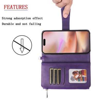 For iPhone 16 Plus Solid Color 2 in 1 Zipper Shockproof Phone Case(Purple) - iPhone 16 Plus Cases by PMC Jewellery | Online Shopping South Africa | PMC Jewellery | Buy Now Pay Later Mobicred