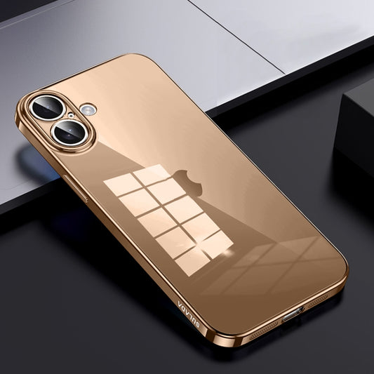 For iPhone 16 Plus SULADA Shine Through Series Plating TPU Transparent Phone Case(Gold) - iPhone 16 Plus Cases by SULADA | Online Shopping South Africa | PMC Jewellery | Buy Now Pay Later Mobicred