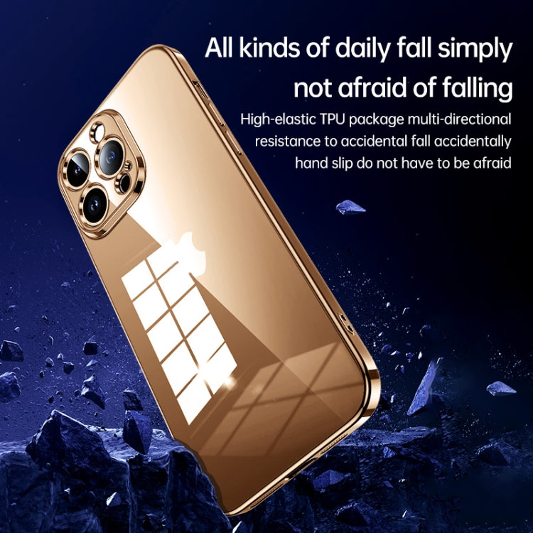 For iPhone 16 Plus SULADA Shine Through Series Plating TPU Transparent Phone Case(Gold) - iPhone 16 Plus Cases by SULADA | Online Shopping South Africa | PMC Jewellery | Buy Now Pay Later Mobicred