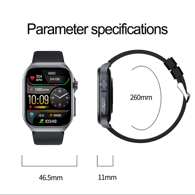 ET585 2.04 inch Steel Strap IP68 Waterproof Smart Watch, Support ECG / Blood Composition Measurement(Black) - Smart Watches by PMC Jewellery | Online Shopping South Africa | PMC Jewellery | Buy Now Pay Later Mobicred