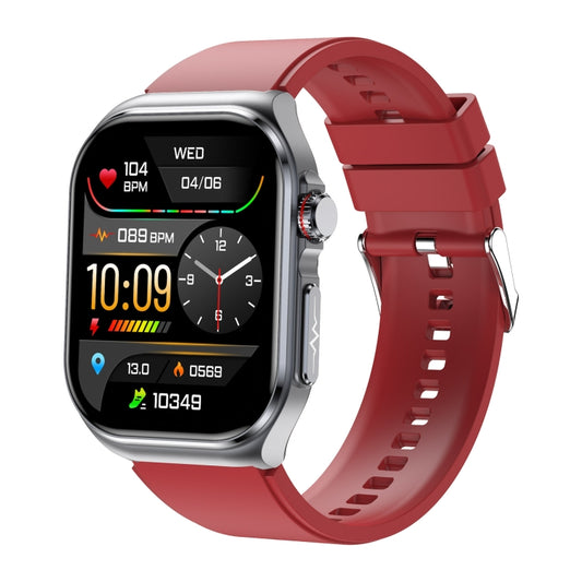 ET585 2.04 inch Silicone Strap IP68 Waterproof Smart Watch, Support ECG / Blood Composition Measurement(Red) - Smart Watches by PMC Jewellery | Online Shopping South Africa | PMC Jewellery | Buy Now Pay Later Mobicred