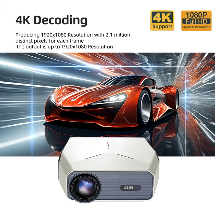 AUN A004 Pro 1920 x 1080P 9000Lumen Android 9.0 Portable LCD Projector, AU Plug(White) - LED Projector by AUN | Online Shopping South Africa | PMC Jewellery | Buy Now Pay Later Mobicred