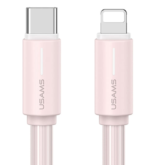 USAMS SJ735 1m 30W Type-C to 8 Pin Bicolor Design Fast Charging Cable(Pink) - 2 in 1 Cable by USAMS | Online Shopping South Africa | PMC Jewellery | Buy Now Pay Later Mobicred