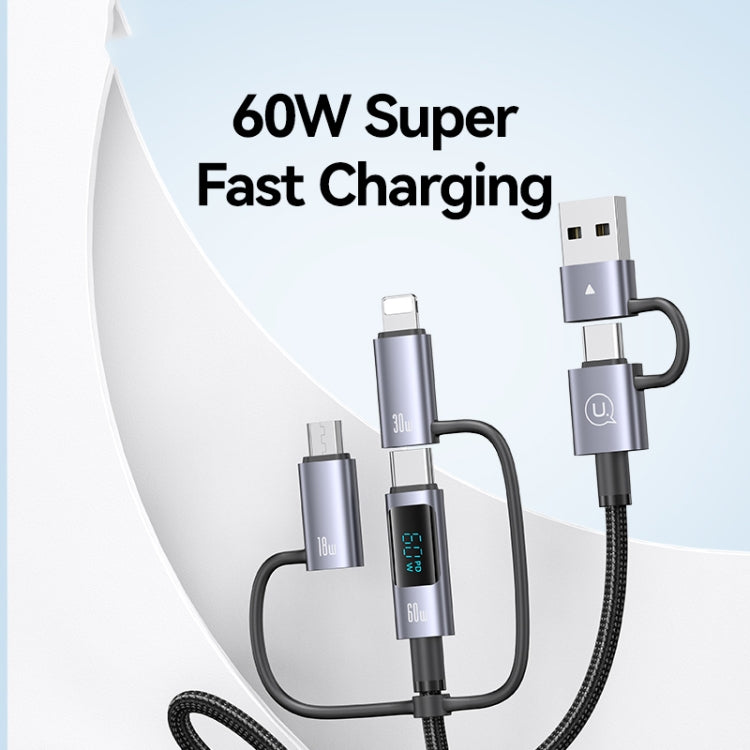 USAMS 60W 6 in 1 Digital Display Fast Charging Cable, Length:1.2m(Titanium Gray) - Multifunction Cable by USAMS | Online Shopping South Africa | PMC Jewellery | Buy Now Pay Later Mobicred