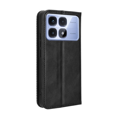 For Redmi K70 Ultra Magnetic Buckle Retro Texture Leather Phone Case(Black) - Xiaomi Cases by PMC Jewellery | Online Shopping South Africa | PMC Jewellery | Buy Now Pay Later Mobicred