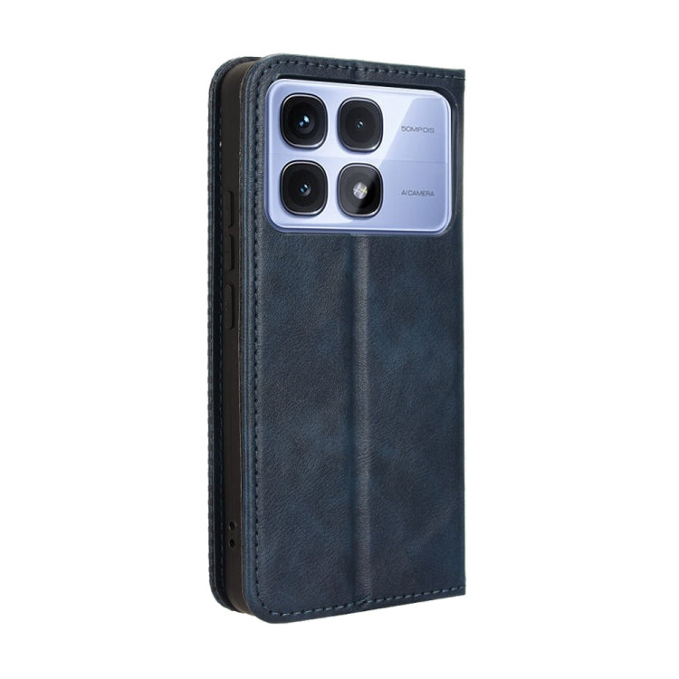 For Redmi K70 Ultra Magnetic Buckle Retro Texture Leather Phone Case(Blue) - Xiaomi Cases by PMC Jewellery | Online Shopping South Africa | PMC Jewellery | Buy Now Pay Later Mobicred