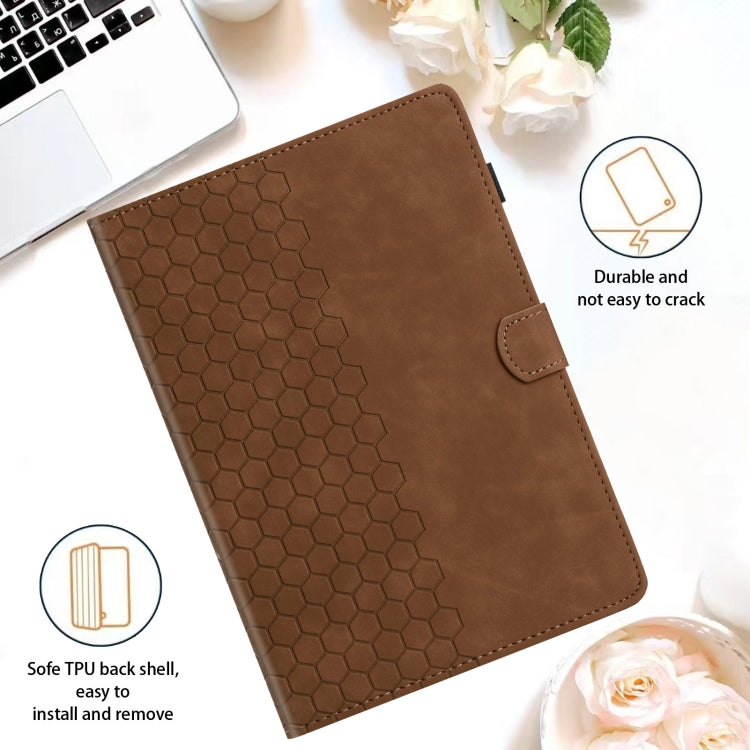 For Lenovo Tab M11 / Xiaoxin Pad 2024 Honeycomb Embossed Leather Smart Tablet Case(Brown) - Lenovo by PMC Jewellery | Online Shopping South Africa | PMC Jewellery | Buy Now Pay Later Mobicred