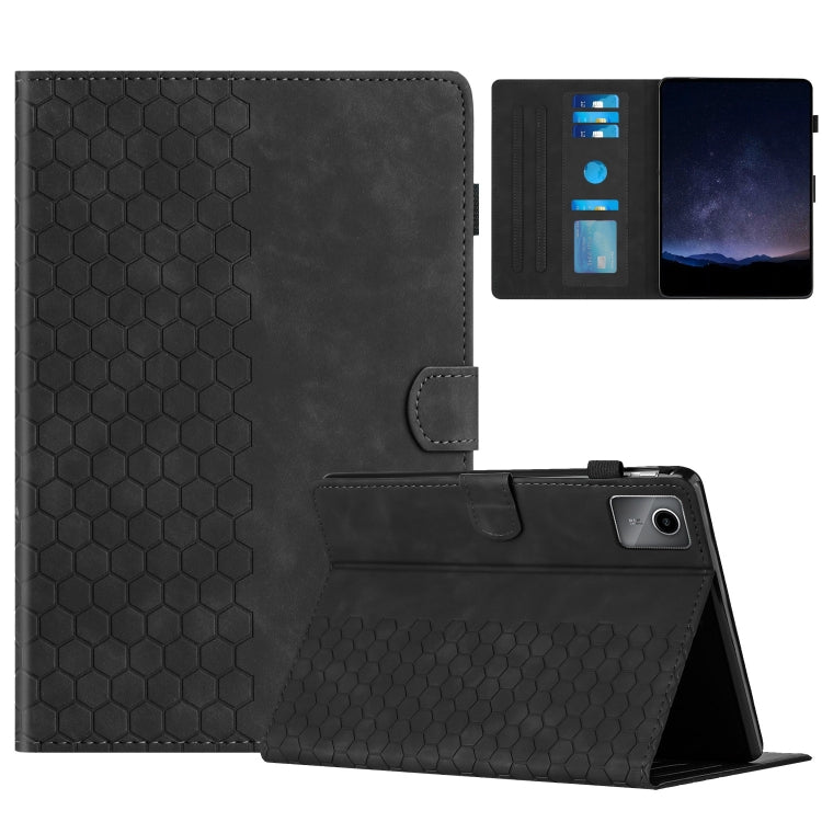 For Lenovo Tab M11 / Xiaoxin Pad 2024 Honeycomb Embossed Leather Smart Tablet Case(Black) - Lenovo by PMC Jewellery | Online Shopping South Africa | PMC Jewellery | Buy Now Pay Later Mobicred