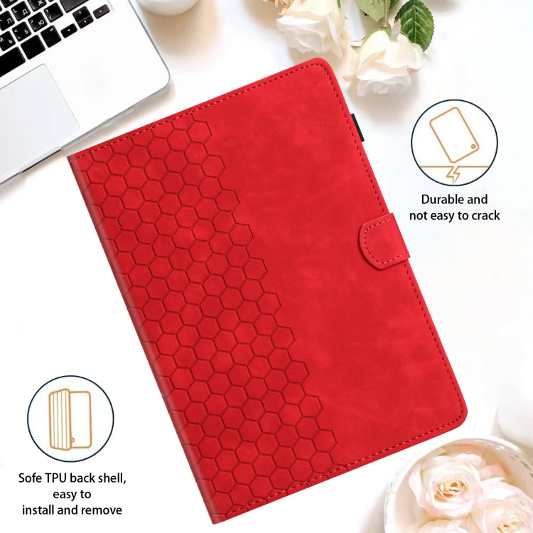 For Lenovo Tab M11 / Xiaoxin Pad 2024 Honeycomb Embossed Leather Smart Tablet Case(Red) - Lenovo by PMC Jewellery | Online Shopping South Africa | PMC Jewellery | Buy Now Pay Later Mobicred