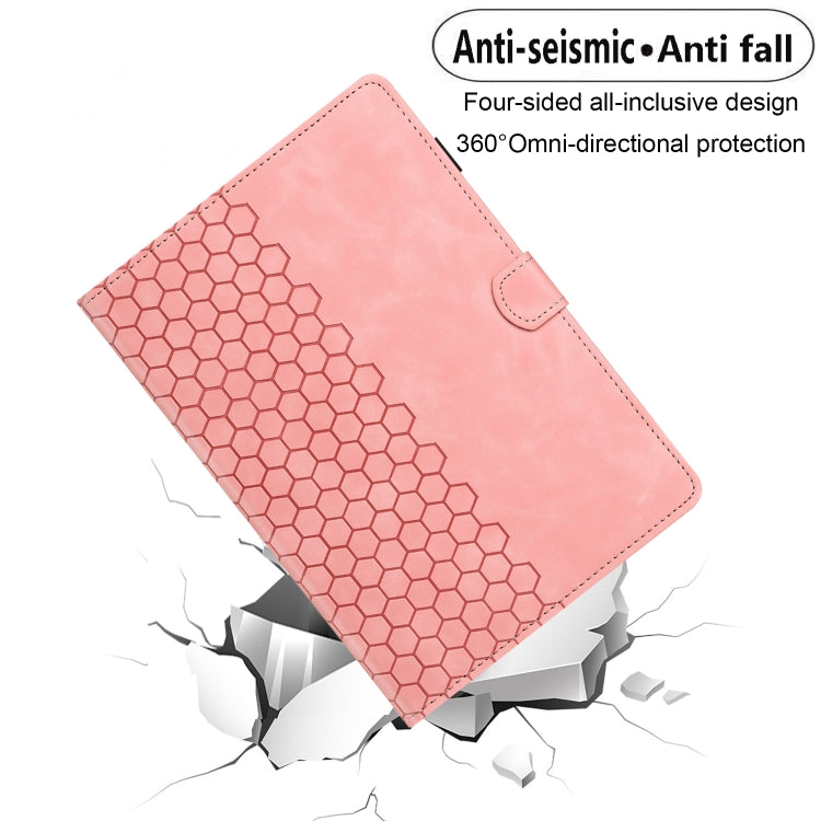 For Lenovo Tab M11 / Xiaoxin Pad 2024 Honeycomb Embossed Leather Smart Tablet Case(Pink) - Lenovo by PMC Jewellery | Online Shopping South Africa | PMC Jewellery | Buy Now Pay Later Mobicred