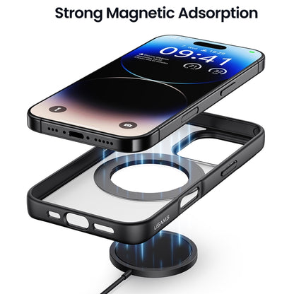 For iPhone 16 USAMS GZ Series Rotating Bracket MagSafe Phone Case(Black) - iPhone 16 Cases by USAMS | Online Shopping South Africa | PMC Jewellery | Buy Now Pay Later Mobicred