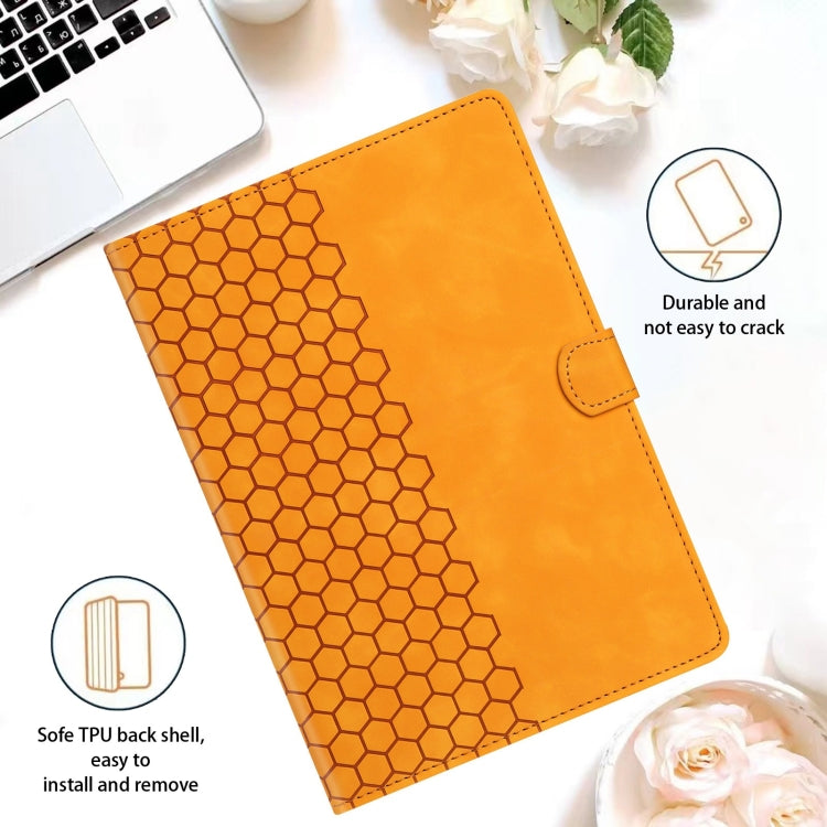 For Samsung Galaxy Tab S9 / S9 FE Honeycomb Embossed Leather Smart Tablet Case(Yellow) - Galaxy Tab S9 Cases by PMC Jewellery | Online Shopping South Africa | PMC Jewellery | Buy Now Pay Later Mobicred