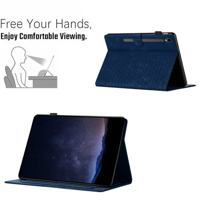 For Samsung Galaxy Tab S9 / S9 FE Honeycomb Embossed Leather Smart Tablet Case(Blue) - Galaxy Tab S9 Cases by PMC Jewellery | Online Shopping South Africa | PMC Jewellery | Buy Now Pay Later Mobicred