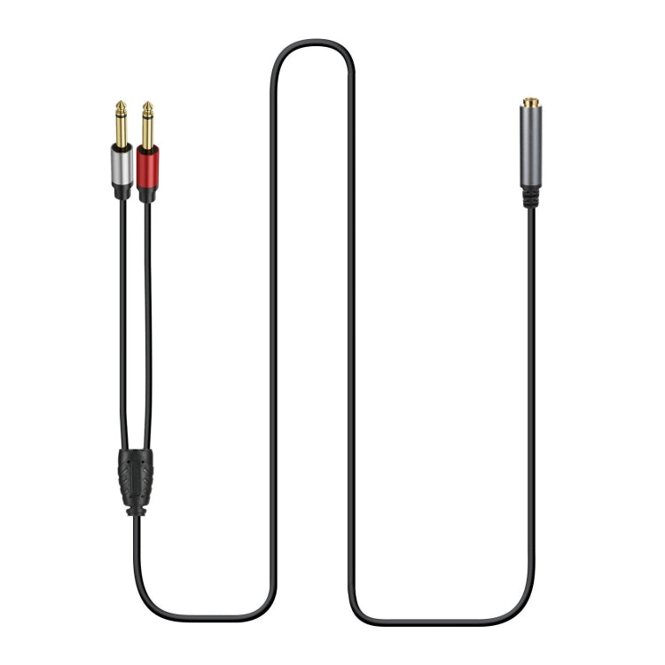 0.3m 6.35mm TRS Stereo Female to 2 x 6.35mm TS Male Mono Audio Adapter Cable(Black) - Video & Audio Cable by PMC Jewellery | Online Shopping South Africa | PMC Jewellery | Buy Now Pay Later Mobicred