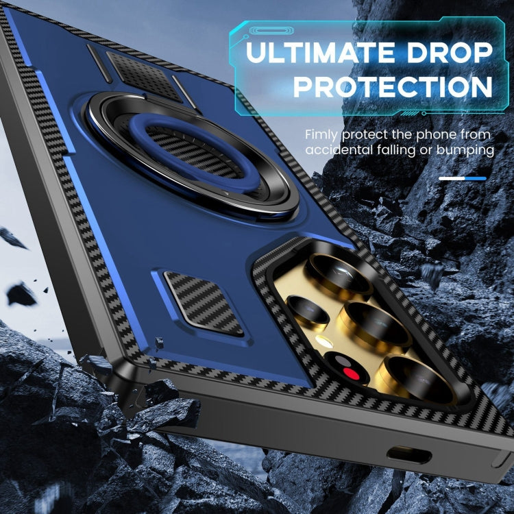 For Samsung Galaxy S25 Ultra 5G Ring Holder Carbon Fiber PC Hybrid TPU Phone Case(Blue) - Galaxy S25 Ultra 5G Cases by PMC Jewellery | Online Shopping South Africa | PMC Jewellery | Buy Now Pay Later Mobicred