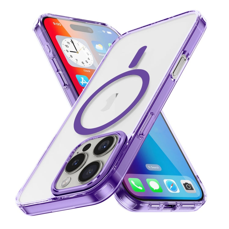 For iPhone 16 Pro Ice Color Magnetic Series Magsafe Magnetic PC Hybrid TPU Phone Case(Purple) - iPhone 16 Pro Cases by PMC Jewellery | Online Shopping South Africa | PMC Jewellery | Buy Now Pay Later Mobicred