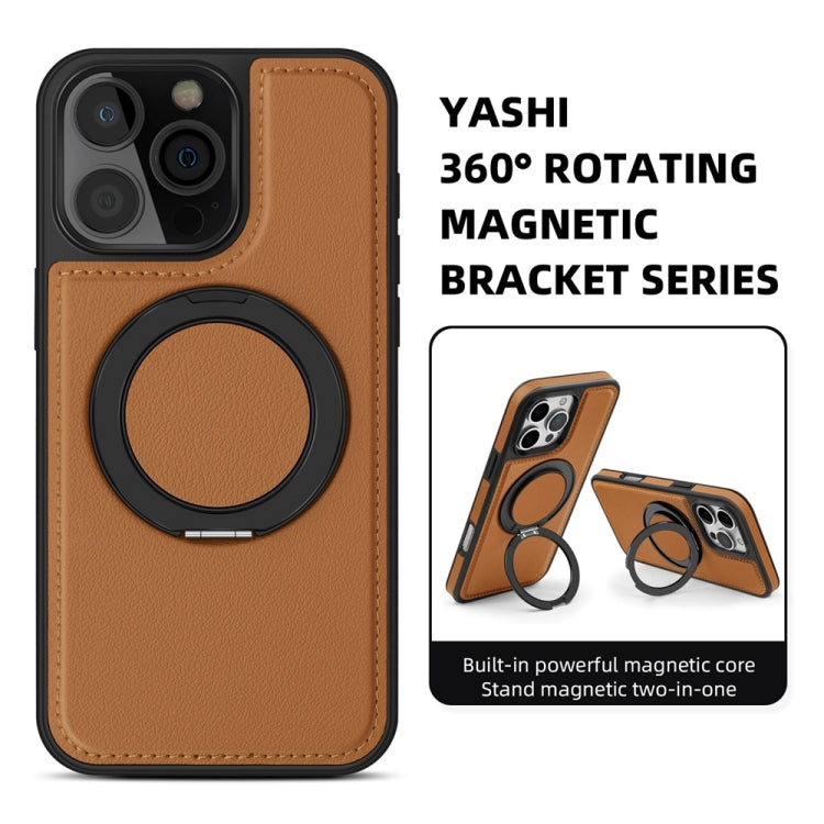 For iPhone 16 Pro Max Yashi 360 Degree Rotating MagSafe Holder Phone Case(Brown) - iPhone 16 Pro Max Cases by PMC Jewellery | Online Shopping South Africa | PMC Jewellery | Buy Now Pay Later Mobicred