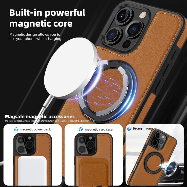 For iPhone 16 Pro Max Yashi 360 Degree Rotating MagSafe Holder Phone Case(Brown) - iPhone 16 Pro Max Cases by PMC Jewellery | Online Shopping South Africa | PMC Jewellery | Buy Now Pay Later Mobicred