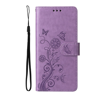 For Samsung Galaxy S25 5G Embossed Butterfly Flowers Leather Phone Case(Purple) - Galaxy S25 5G Cases by PMC Jewellery | Online Shopping South Africa | PMC Jewellery | Buy Now Pay Later Mobicred