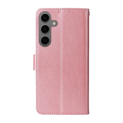 For Samsung Galaxy S25 5G Embossed Butterfly Flowers Leather Phone Case(Rose Gold) - Galaxy S25 5G Cases by PMC Jewellery | Online Shopping South Africa | PMC Jewellery | Buy Now Pay Later Mobicred