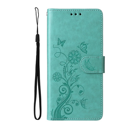 For Samsung Galaxy S25+ 5G Embossed Butterfly Flowers Leather Phone Case(Green) - Galaxy S25+ 5G Cases by PMC Jewellery | Online Shopping South Africa | PMC Jewellery | Buy Now Pay Later Mobicred