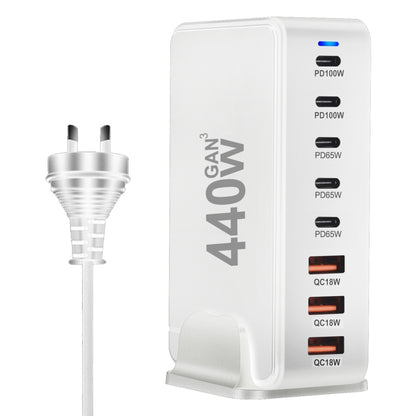 440W GaN USB Power Adapter Travel Charger with 3 x USB, 5 x PD Port, Plug:AU Plug(White) - Multifunction Charger by PMC Jewellery | Online Shopping South Africa | PMC Jewellery | Buy Now Pay Later Mobicred