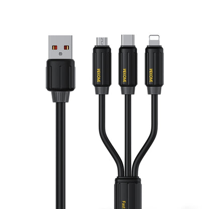 WK WDC-30 Elastic Silicone 1.2m 66W USB to 8 Pin / Type-C / Micro USB Fast Charging Data Cable(Black) - Multifunction Cable by WK | Online Shopping South Africa | PMC Jewellery | Buy Now Pay Later Mobicred