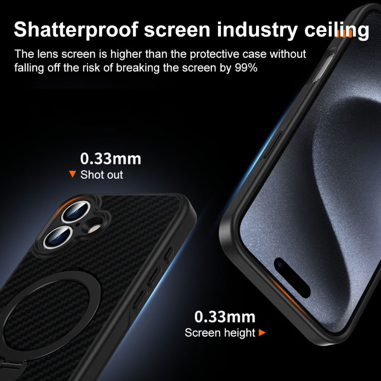 For iPhone 16 Carbon Fiber MagSafe 360 Degree Rotating Holder Phone Case(Black) - iPhone 16 Cases by PMC Jewellery | Online Shopping South Africa | PMC Jewellery | Buy Now Pay Later Mobicred