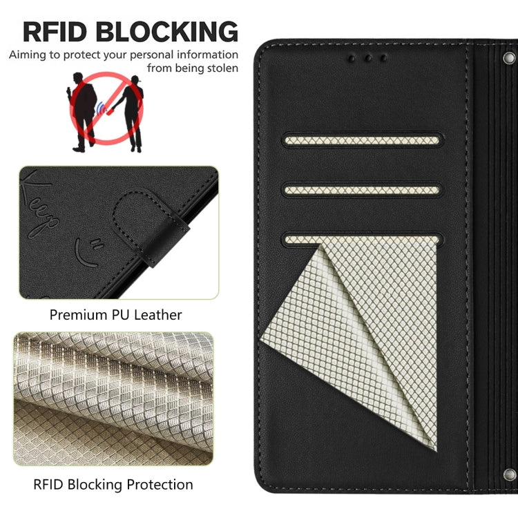 For Redmi K70 Ultra 5G Global Smile Embossing RFID Leather Phone Case(Black) - Xiaomi Cases by PMC Jewellery | Online Shopping South Africa | PMC Jewellery | Buy Now Pay Later Mobicred