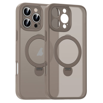 For iPhone 16 Pro Matte Texture 360 Degree Rotary Tone Holder MagSafe Phone Case(Titanium Gold) - iPhone 16 Pro Cases by PMC Jewellery | Online Shopping South Africa | PMC Jewellery | Buy Now Pay Later Mobicred