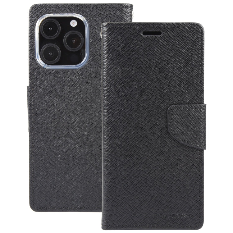 For iPhone 16 Pro Max GOOSPERY FANCY DIARY Cross Texture Leather Phone Case(Black) - iPhone 16 Pro Max Cases by GOOSPERY | Online Shopping South Africa | PMC Jewellery | Buy Now Pay Later Mobicred