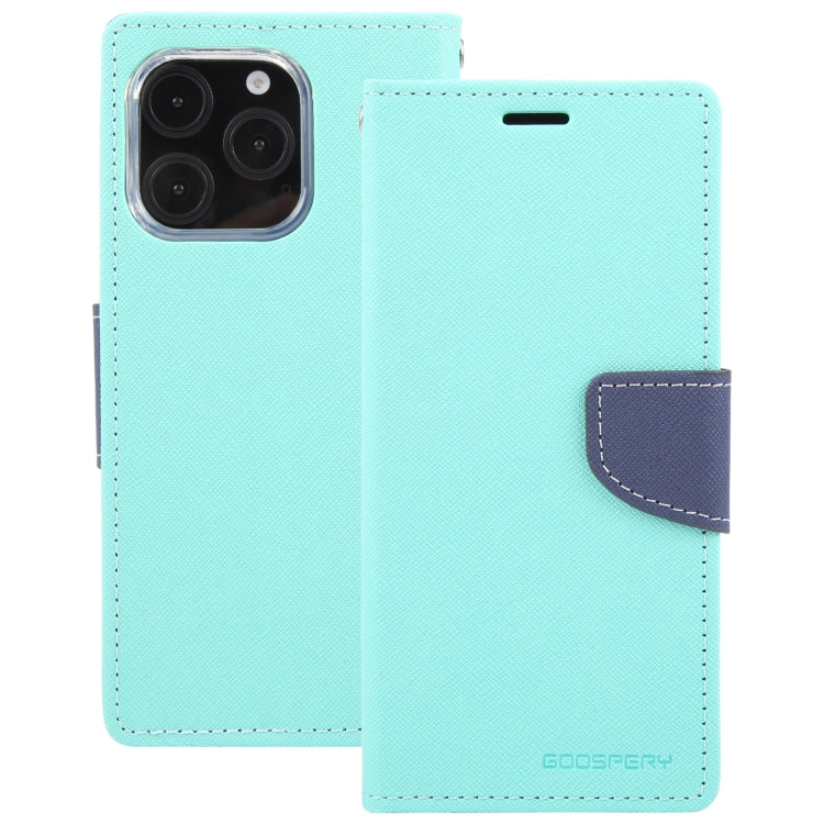 For iPhone 16 Pro Max GOOSPERY FANCY DIARY Cross Texture Leather Phone Case(Mint Green) - iPhone 16 Pro Max Cases by GOOSPERY | Online Shopping South Africa | PMC Jewellery | Buy Now Pay Later Mobicred