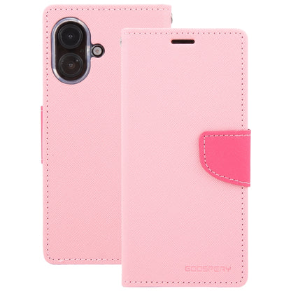 For iPhone 16 Plus GOOSPERY FANCY DIARY Cross Texture Leather Phone Case(Pink) - iPhone 16 Plus Cases by GOOSPERY | Online Shopping South Africa | PMC Jewellery | Buy Now Pay Later Mobicred