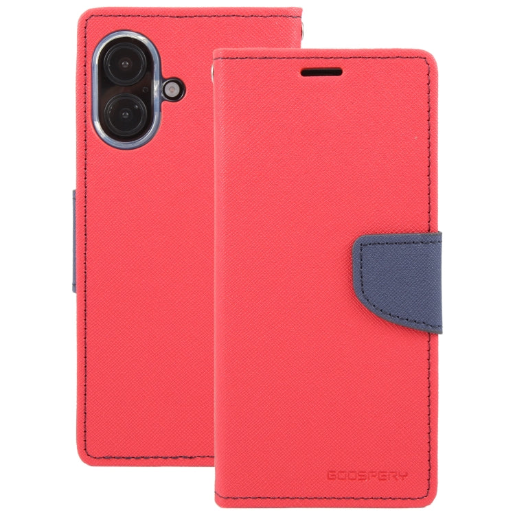 For iPhone 16 Plus GOOSPERY FANCY DIARY Cross Texture Leather Phone Case(Red) - iPhone 16 Plus Cases by GOOSPERY | Online Shopping South Africa | PMC Jewellery | Buy Now Pay Later Mobicred